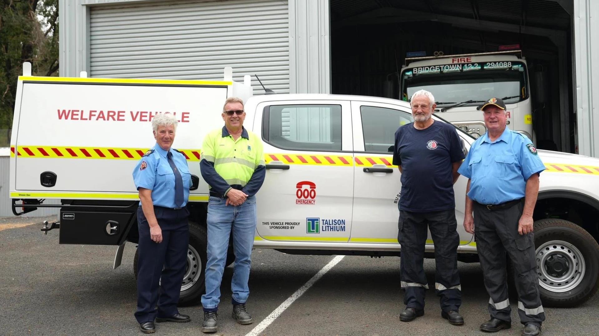 泰利森锂业为Bridgetown自愿防火队提供后勤保险车