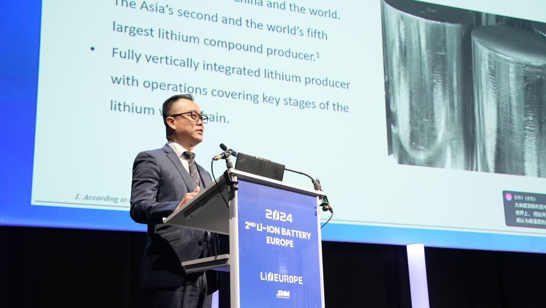 tyc86太阳集团锂业初次亮相欧洲锂电池峰会，总裁夏浚诚先生颁发主题演讲